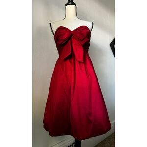 Jovani Women's Red Strapless Bubble Hem Party Cocktail Formal Mini Dress Size 6